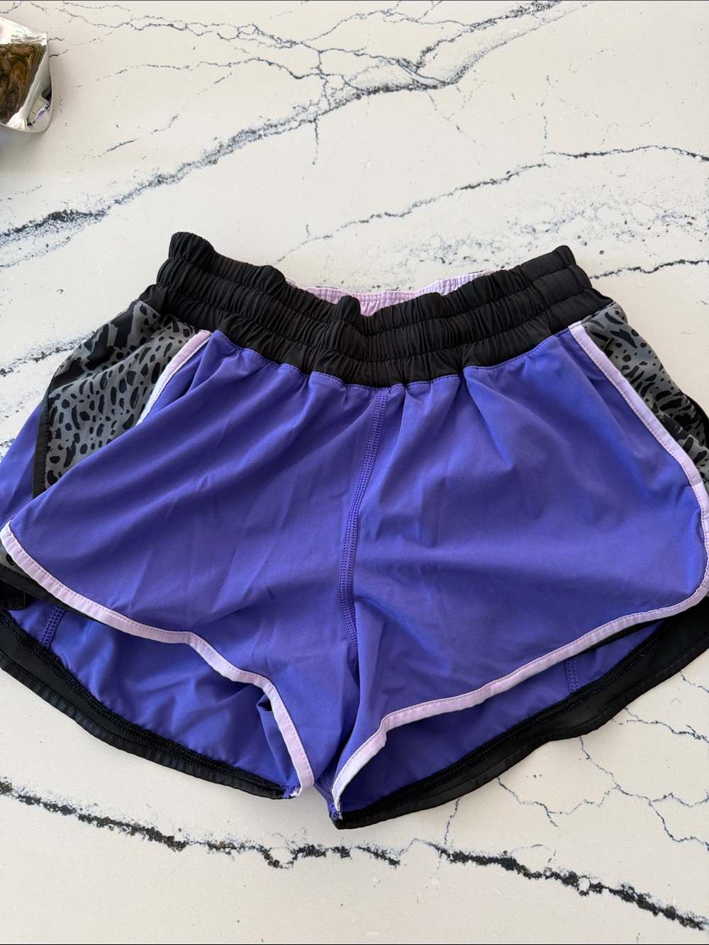 Women's Purple Athletic Running Shorts with Black Waistband